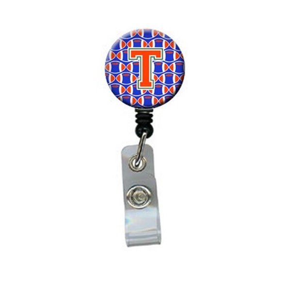 Carolines Treasures Letter T Football Green, Blue and Orange Retractable Badge Reel CJ1083-TBR